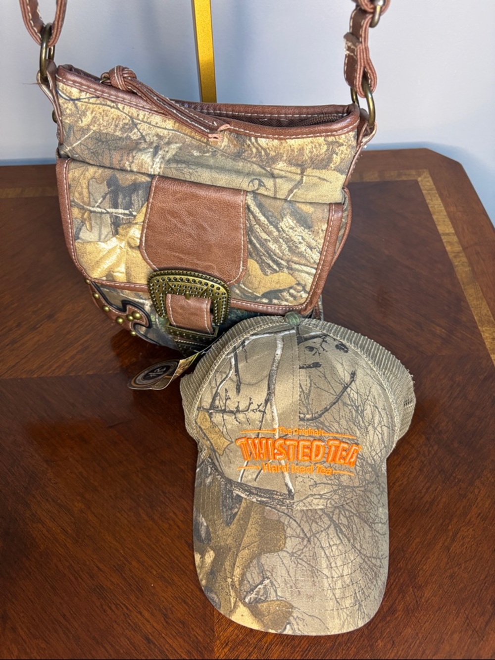Real Tree and Twisted tea Camo Combo Crossbody Purse with Twisted Tea Camo Cap